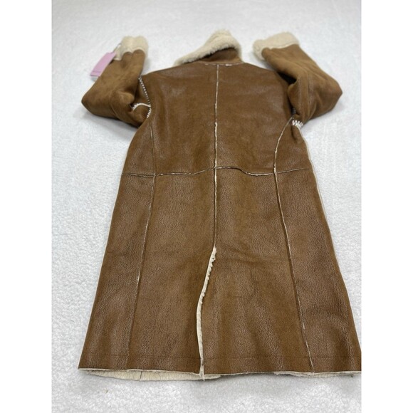 Avec Les Filles Anthropologie Coat Women Brown Faux Shearling Retro Size XS NWT - Picture 10 of 13